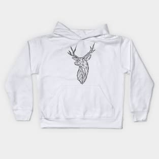 Black Wire Faceted Stag Trophy Head Kids Hoodie